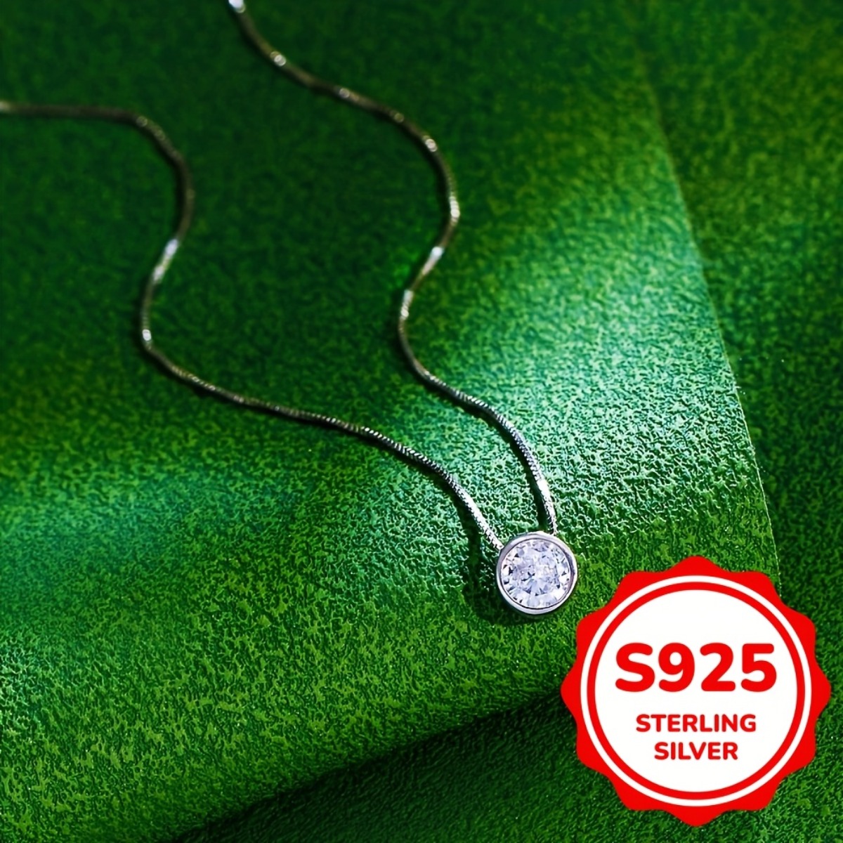 Women's Adjustable Circular Cut Synthetic Zirconia Collarbone Chain Necklace